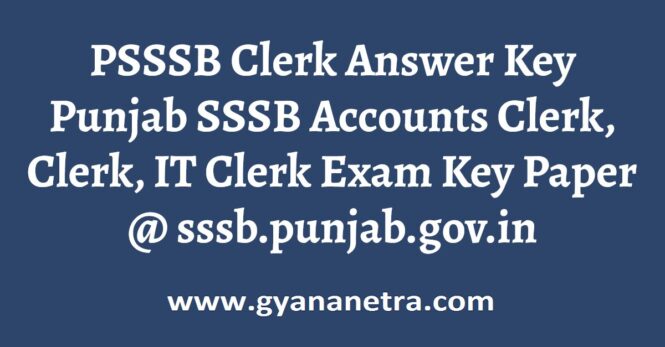 PSSSB Clerk Answer Key Paper PDF
