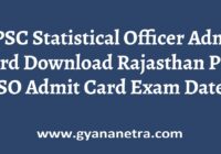 RPSC Statistical Officer Admit Card Exam Date