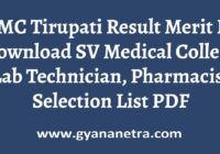 SVMC Tirupati Result Merit List Selection List