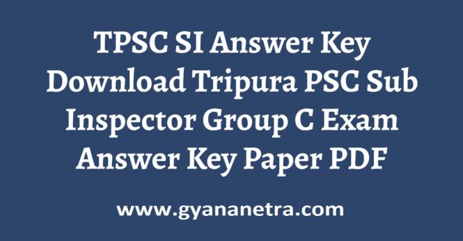 TPSC SI Answer Key Group C Exam