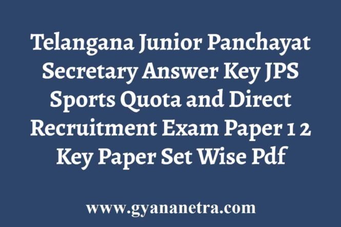 TS Junior Panchayat Secretary Answer Key