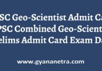 UPSC Geo-Scientist Admit Card Prelims Exam Date