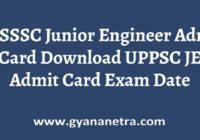 UPSSSC Junior Engineer Admit Card Exam Date