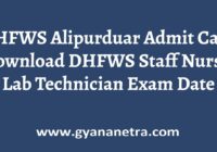DHFWS Alipurduar Admit Card Exam Date