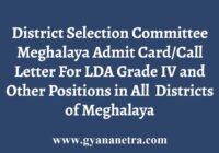 DSC Meghalaya Admit Card