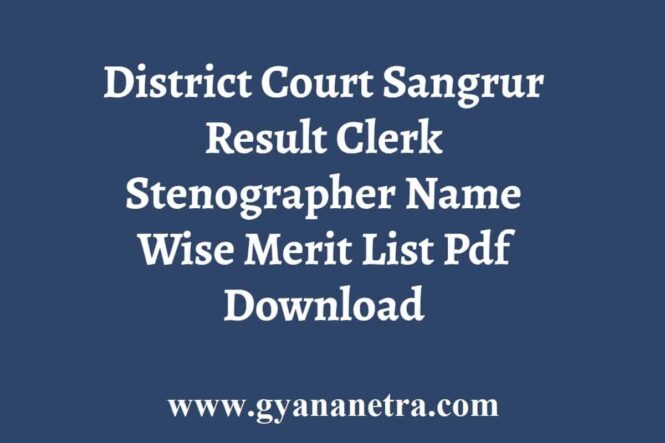 District Court Sangrur Clerk Result