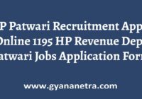 HP Patwari Recruitment Online Application Form
