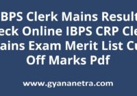 IBPS Clerk Mains Result Merit List