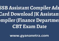 JKSSB Assistant Compiler Admit Card Exam Date