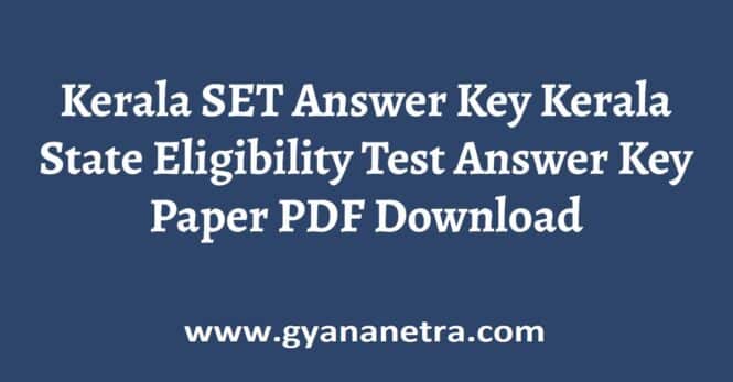 Kerala SET Answer Key Paper PDF