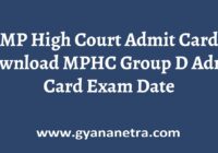 MP High Court Admit Card Group D Exam Date