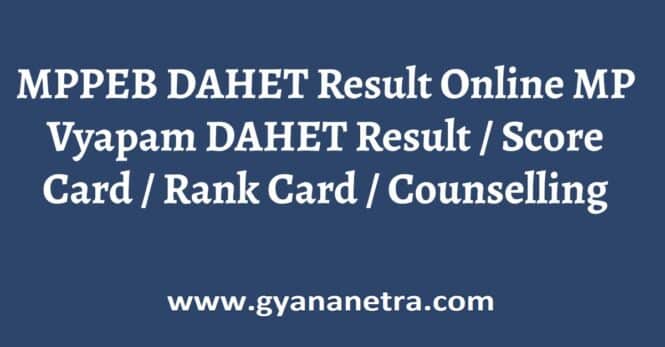 MPPEB DAHET Result Rank Card