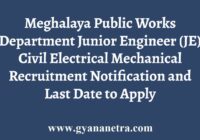 Meghalaya PWD JE Recruitment