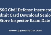 OSSC Civil Defense Instructor Admit Card Exam Date