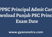 PPSC Principal Admit Card Exam Date
