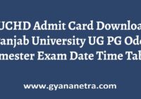 PUCHD Admit Card Semester Exam Date