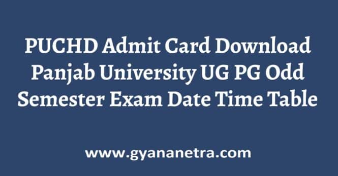 PUCHD Admit Card Semester Exam Date