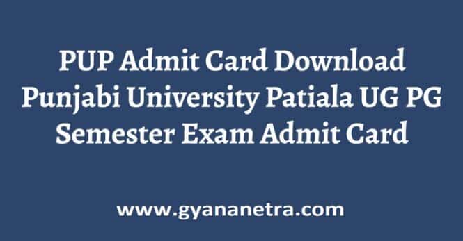 PUP Admit Card UG PG Semester Exam