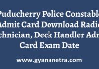 Puducherry Police Constable Admit Card Exam Date