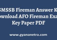 RSMSSB Fireman Answer Key Paper PDF