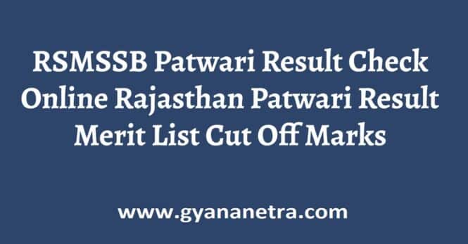 RSMSSB Patwari Result Merit List