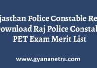 Rajasthan Police Constable Result Merit List