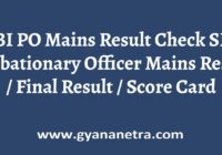 SBI PO Mains Result Score Card
