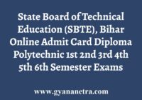 SBTE Bihar Polytechnic Diploma Admit Card
