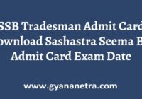 SSB Tradesman Admit Card Exam Date