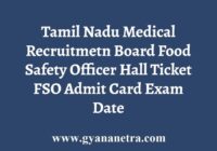 TN MRB Food Safety Officer Hall Ticket