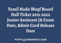 TN Waqf Board Hall Ticket