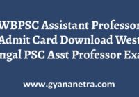 WBPSC Assistant Professor Admit Card Exam Date