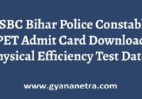 CSBC Bihar Police Constable PET Admit Card