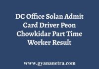 DC Office Salon Admit Card Result