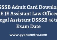 DSSSB Admit Card AE JE Exam Date