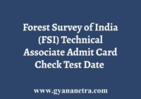 FSI Admit Card