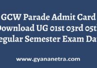 GCW Parade Admit Card Exam Date