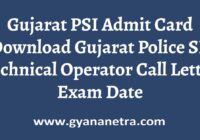 Gujarat PSI Admit Card Exam Date