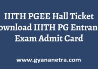 IIITH PGEE Hall Ticket Entrance Exam