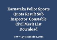 Karnataka Police Sports Quota Result