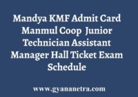 Mandya KMF Admit Card