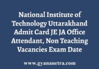 NIT Uttarakhand Admit Card