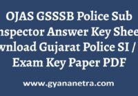 OJAS GSSSB Police Sub Inspector Answer Key Paper PDF