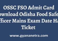 OSSC FSO Admit Card Exam Date