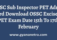 OSSC Sub Inspector PET Admit Card