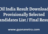 Oil India Result Selection List