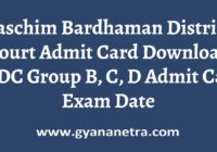 Paschim Bardhaman District Court Admit Card
