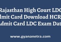 Rajasthan High Court LDC Admit Card Exam Date