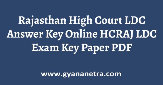 Rajasthan High Court LDC Answer Key Paper PDF
