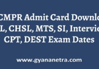 SSCMPR Admit Card Exam Date